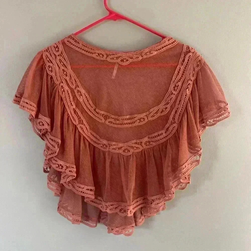 Sheer Peach Poncho Top from Free People size XS